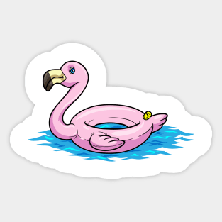 Flamingo at Swimming with Swim ring Sticker